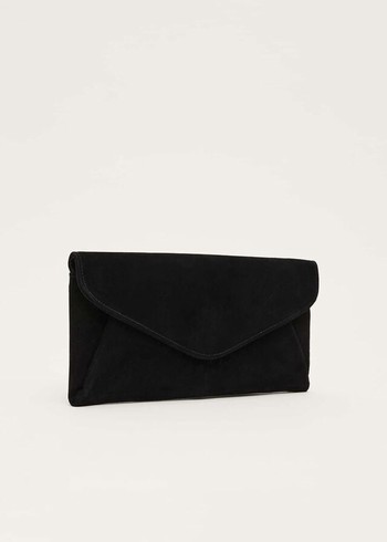 Phase Eight Wendie Suede Envelope Bags Black USA | 1960783-DF